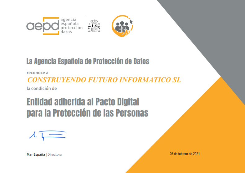 Adhesión al Pacto Digital para la Protección de las Personas de la AEPD